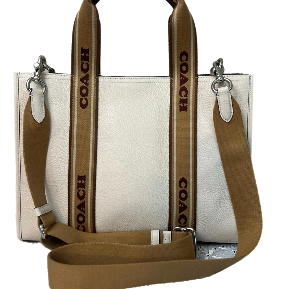 Coach White and Tan Briefcase with Modern Design. NWOT